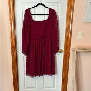 Elegant Burgundy Long Sleeve Dress